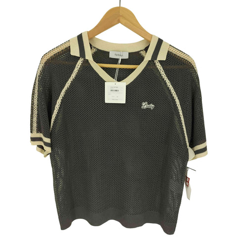 フォルクシー forksy. 24SS ワンポイントロゴメッシュニット半袖ポロシャツ レディース FREE
