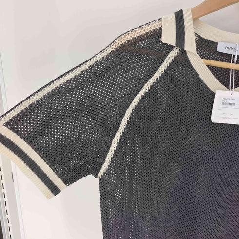 フォルクシー forksy. 24SS ワンポイントロゴメッシュニット半袖ポロシャツ レディース FREE