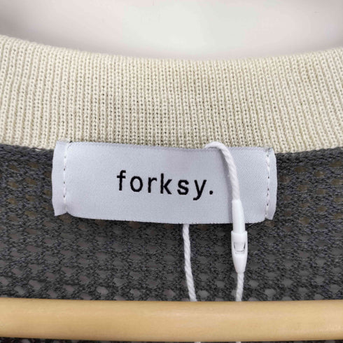 フォルクシー forksy. 24SS ワンポイントロゴメッシュニット半袖ポロシャツ レディース FREE