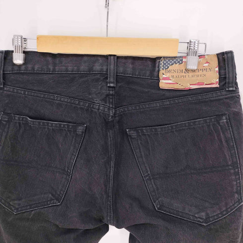 デニムアンドサプライラルフローレン DENIM&SUPPLY RALPH RAUREN 紙パッチ ジップフライ ストレート ブラック デニム パンツ メンズ 31/32