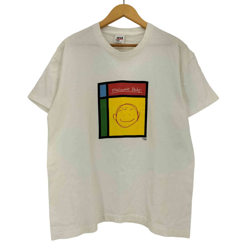 アンビル Anvil 90S USA製 シングルステッチ Welcome Baby イラスト Tシャツ メンズ import:L