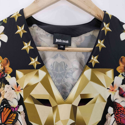 ジャストカヴァリ Just Cavalli ゴージャスプリント ナイロンショートドレス レディース 38