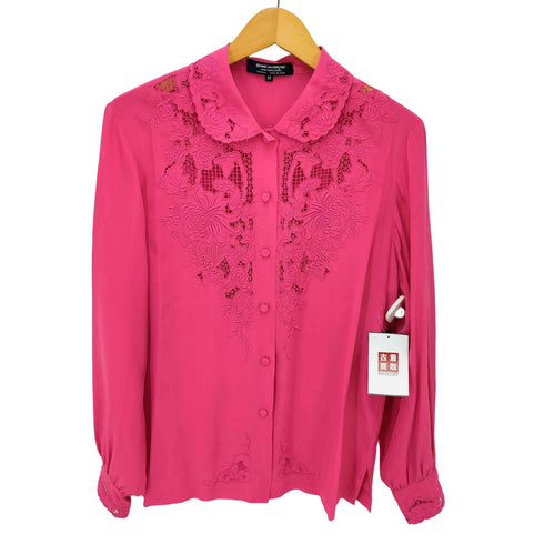 コムデギャルソン COMME des GARCONS 80S AOYAMA SP HAND EMBROIDERED SILK SHIRTS 青山SP カッティング シルク シャツ レディース JPN:M