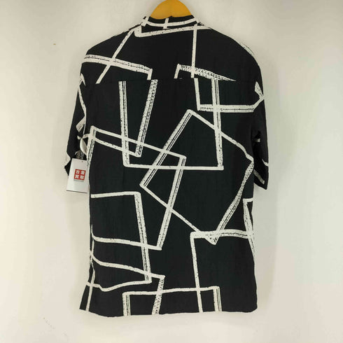 ザラ ZARA ノーカラー 総柄 シアサッカーシャツ メンズ US S