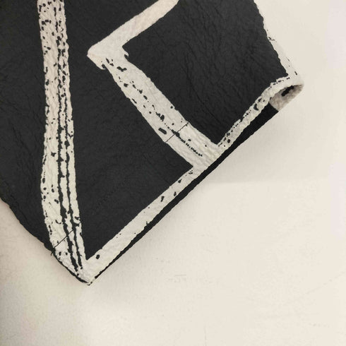 ザラ ZARA ノーカラー 総柄 シアサッカーシャツ メンズ US S