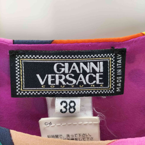 ジャンニヴェルサーチ GIANNI VERSACE ボタニカル柄 ノースリーブ シルクドレス レディース 38