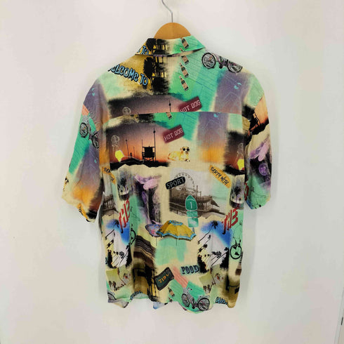 ザラ ZARA リネンレーヨン混 総柄 S/S シャツ メンズ import:M