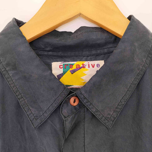 90s creativedge シルク100 ロングスリーブシャツ 長袖シャツ メンズ import:XL