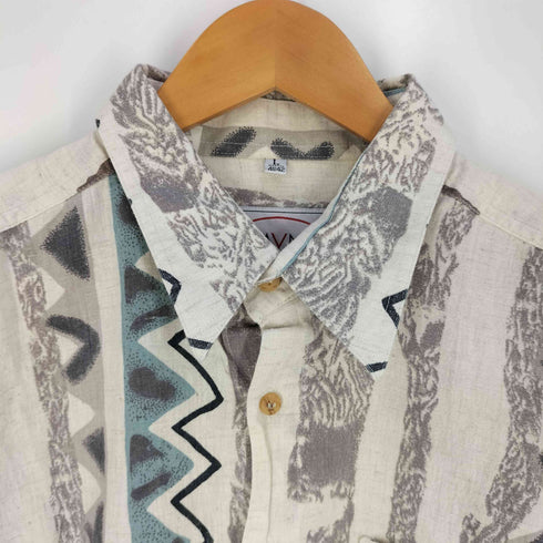 MAYNE Casual 総柄 コットンリネン シャツ メンズ import:L