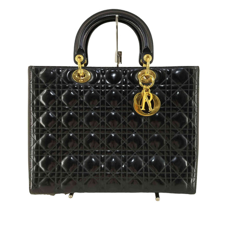 クリスチャンディオール Christian Dior カナージュハンドバック パテントレザー エナメル レディース