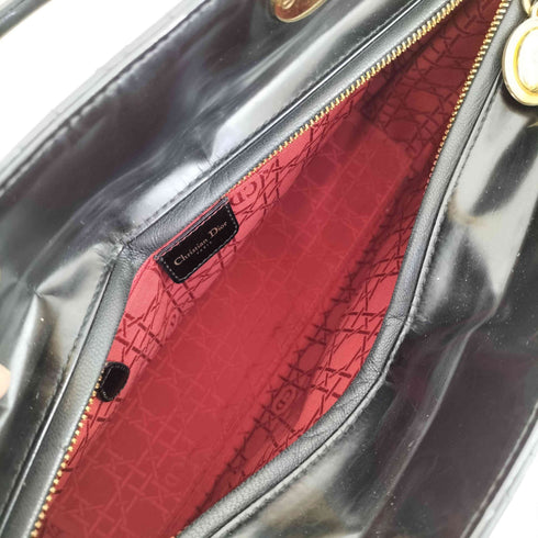 クリスチャンディオール Christian Dior カナージュハンドバック パテントレザー エナメル レディース