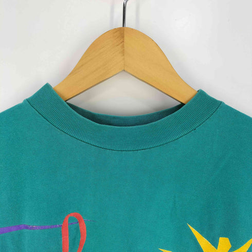90s USA製 袖シングル 裾ダブルステッチ フロントプリント Tシャツ メンズ import:M