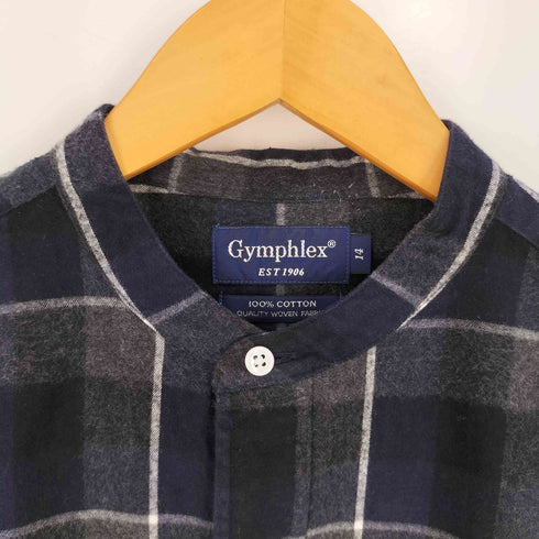 ジムフレックス GYMPHLEX チェック コットン バンドカラーシャツ メンズ 14