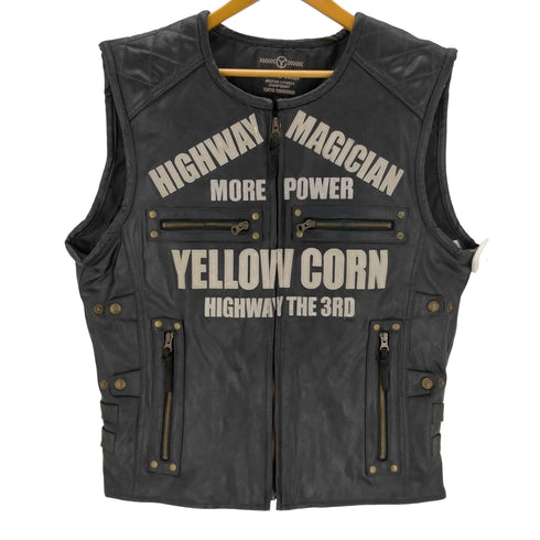 YELLO CORN マルチポケット レザーベスト バイカー メンズ JPN:XL