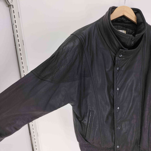 MILANOZA COLLECTION レザー スタンドネック 切替 ジャケット メンズ import:S