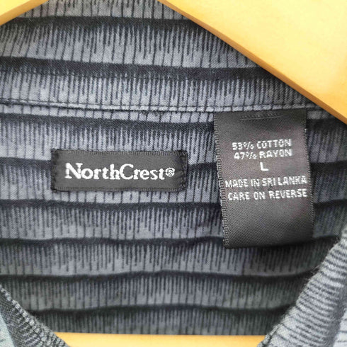 NORTH CREST レーヨン混 ストライプ S/S シャツ メンズ JPN:L
