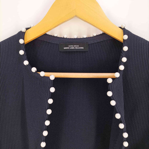 ユナイテッドアローズグリーンレーベルリラクシング UNITED ARROWS green label relaxing フェイクパール クロップド カーディガン -ウォッシャブル レディース