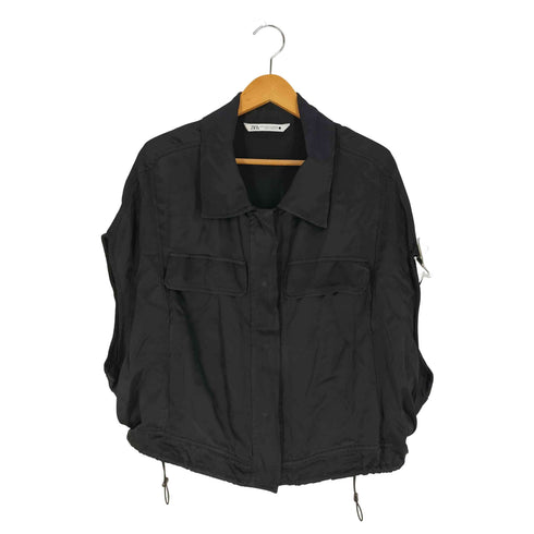 ザラ ZARA フラップポケット ウエストコード ノースリーブ トロミシャツ レディース import:M