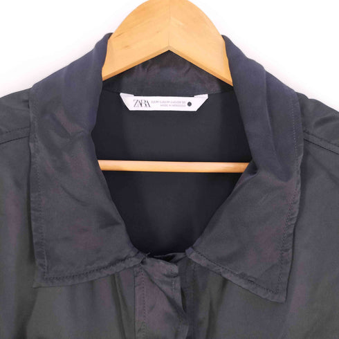 ザラ ZARA フラップポケット ウエストコード ノースリーブ トロミシャツ レディース import:M