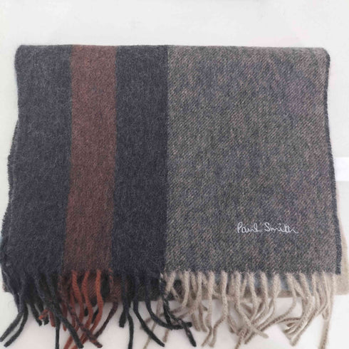 ポールスミス Paul Smith チェック柄 カシミヤ フランジ マフラー レディース