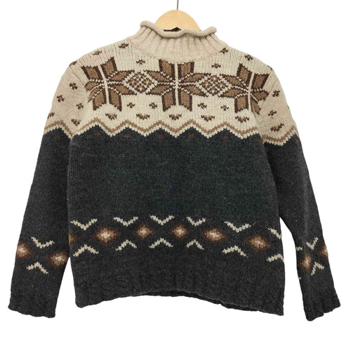 エディーバウアー Eddie Bauer 総柄 ロールネック ニット レディース import:XS