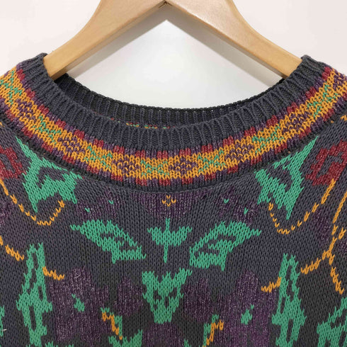 ランズエンド LANDS END 総柄 アクリル混 プルオーバー コットン ニット メンズ import:M