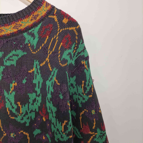 ランズエンド LANDS END 総柄 アクリル混 プルオーバー コットン ニット メンズ import:M