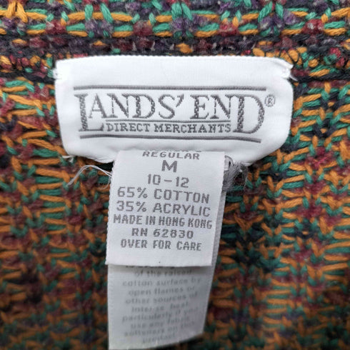 ランズエンド LANDS END 総柄 アクリル混 プルオーバー コットン ニット メンズ import:M