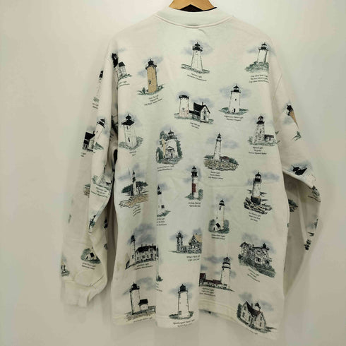 90S USA製 Art Unlimite Nautical Pattern Sweat 総柄 スウェット カーディガン メンズ