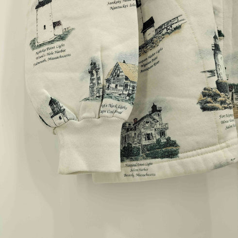90S USA製 Art Unlimite Nautical Pattern Sweat 総柄 スウェット カーディガン メンズ