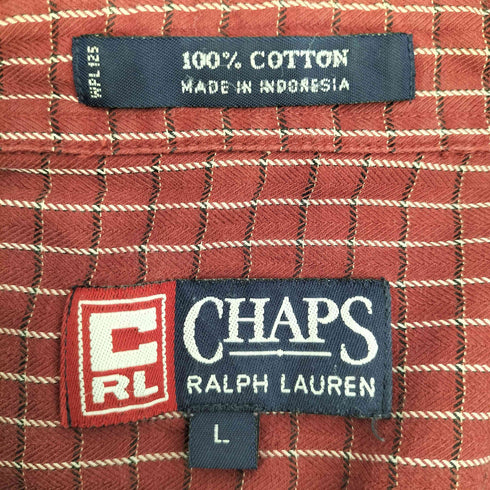 チャップスラルフローレン CHAPS RALPH LAUREN 90S インドネシア製 チェック L/S ボタンダウンシャツ メンズ import:L