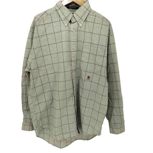 トミーヒルフィガー TOMMY HILFIGER フィリピン製 シンプルチェック ボタンダウンシャツ メンズ import:L