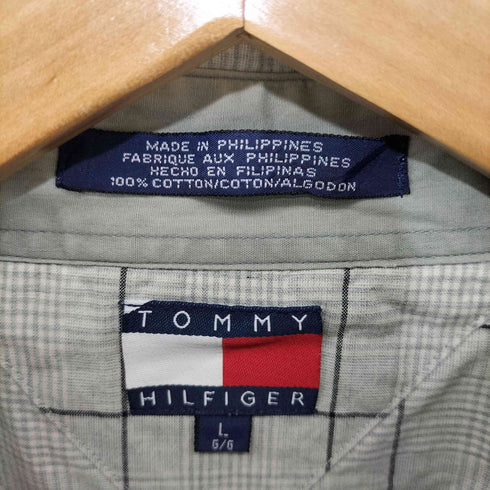 トミーヒルフィガー TOMMY HILFIGER フィリピン製 シンプルチェック ボタンダウンシャツ メンズ import:L