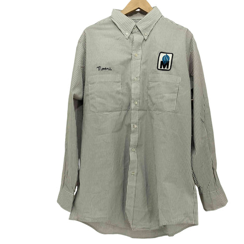 リバーサイド RIVERSIDE USA製 フロントワッペン チェーンステッチ ストライプ ボタンダウン L/S シャツ メンズ L