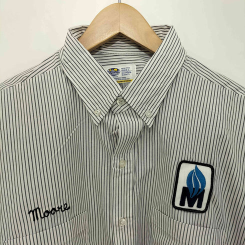 リバーサイド RIVERSIDE USA製 フロントワッペン チェーンステッチ ストライプ ボタンダウン L/S シャツ メンズ L