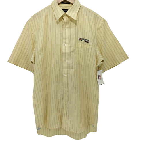 ランズエンド LANDS END SUPIMA NO IRON OXFORD 企業ロゴ ストライプ ボタンダウン S/S オックスフォード シャツ メンズ 16