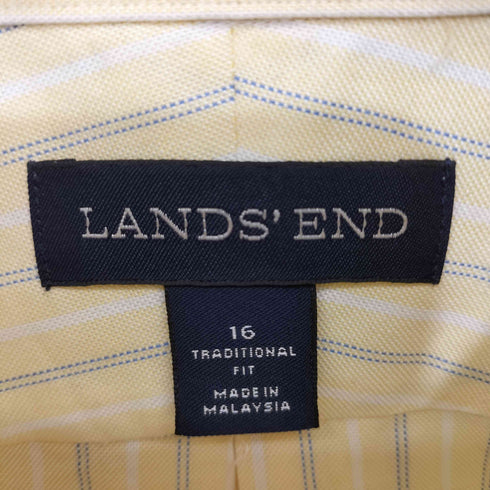 ランズエンド LANDS END SUPIMA NO IRON OXFORD 企業ロゴ ストライプ ボタンダウン S/S オックスフォード シャツ メンズ 16