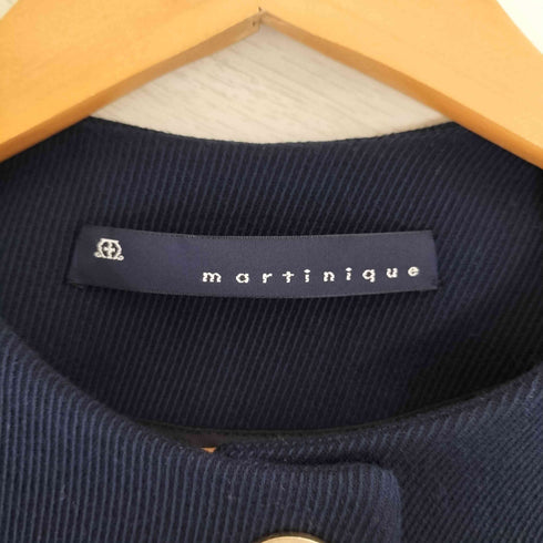 マルティニーク martinique ポリエステル レーヨン 金ボタン ノーカラージャケット レディース