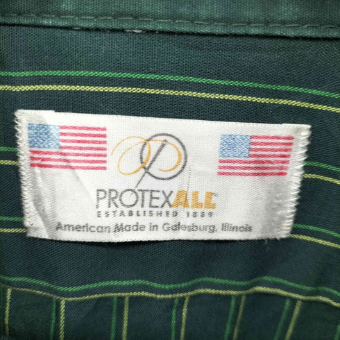 PROTEX ALL USA製 企業ロゴ 刺繍 ストライプ ボタンダウン S/S ワーク シャツ メンズ