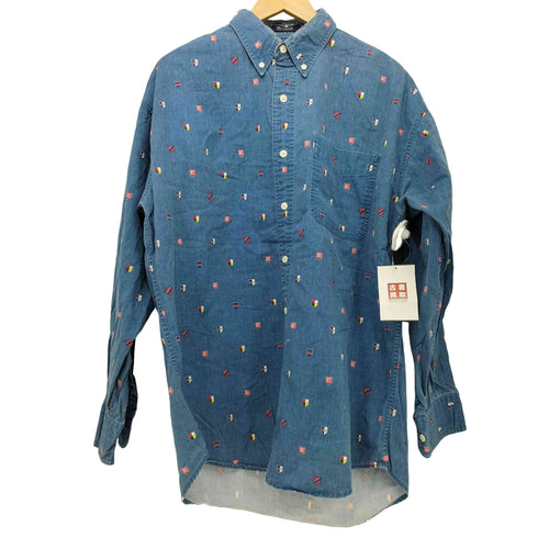 チャップスラルフローレン CHAPS RALPH LAUREN 旗プリント ポニー無し ボタンダウン L/Sシャツ メンズ import:M