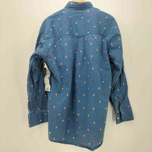 チャップスラルフローレン CHAPS RALPH LAUREN 旗プリント ポニー無し ボタンダウン L/Sシャツ メンズ import:M