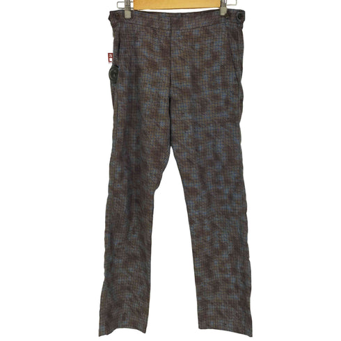 コムデギャルソンオムプリュス COMME des GARCONS HOMME PLUS AD1998 99SS Secret Treasure シークレットトレジャー フリル期 アジャスターベルト ポリエステル コットン テーパード チェック スラックス パンツ メンズ JPN:S