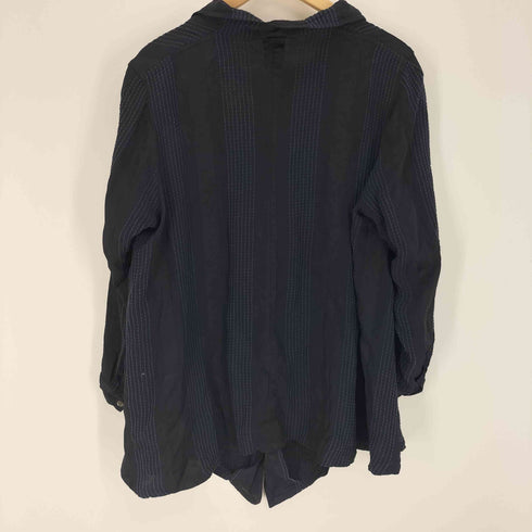 80-90S TAKEZO ストライプ ステッチ 開襟 オープンカラー レーヨン L/S シャツ メンズ