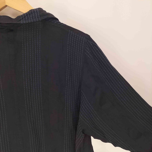 80-90S TAKEZO ストライプ ステッチ 開襟 オープンカラー レーヨン L/S シャツ メンズ
