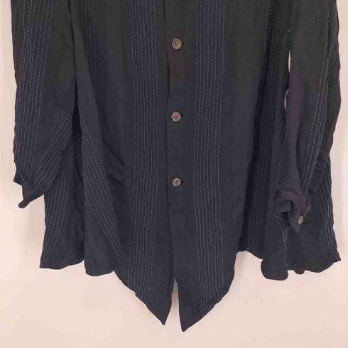 80-90S TAKEZO ストライプ ステッチ 開襟 オープンカラー レーヨン L/S シャツ メンズ