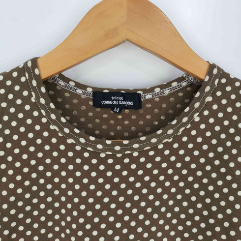 トリココムデギャルソン tricot COMME des GARCONS ドット柄 クルーネック ノースリーブ Tシャツ レディース JPN:M