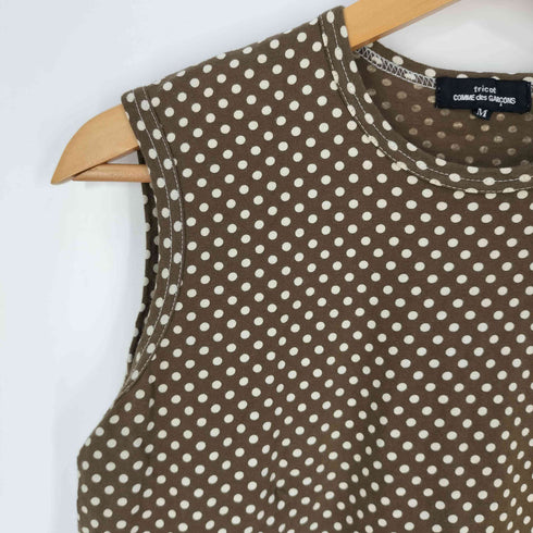 トリココムデギャルソン tricot COMME des GARCONS ドット柄 クルーネック ノースリーブ Tシャツ レディース JPN:M