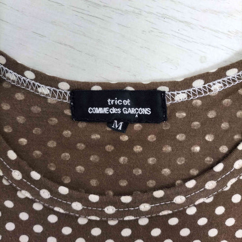 トリココムデギャルソン tricot COMME des GARCONS ドット柄 クルーネック ノースリーブ Tシャツ レディース JPN:M