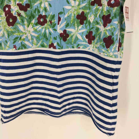 タオコムデギャルソン tao COMME des GARCONS 花柄 ボーダー 切替 ノースリーブ Tシャツ レディース JPN:S