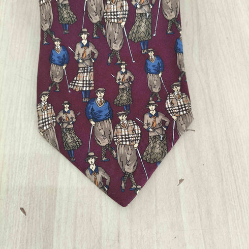 バーバリーズ BURBERRYS 人物柄 シルクネクタイ MADE IN ITALY メンズ